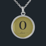 Monogram Script Name Personalized Gold And Black Sterling Silver Necklace<br><div class="desc">This stylish monogram and elegant script name design can be given as a gift for a birthday,  wedding favour,  bridal shower or any occasion. It can be customized with the person's initial and name.</div>