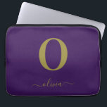 Monogram Script Name Personalized Purple And Gold Laptop Sleeve<br><div class="desc">This stylish monogram and elegant script name design can be given as a gift for a birthday,  wedding favour,  bridal shower or any occasion. It can be customized with the person's initial and name.</div>