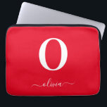 Monogram Script Name Personalized Red And White Laptop Sleeve<br><div class="desc">This stylish monogram and elegant script name design can be given as a gift for a birthday,  wedding favour,  bridal shower or any occasion. It can be customized with the person's initial and name.</div>