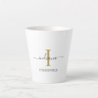 Monogram Script Name Stylish Gold Grey Minimalist