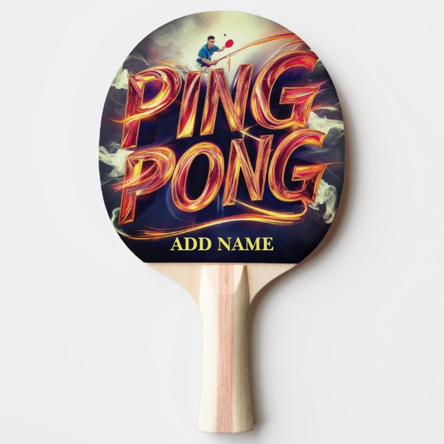  monogram script personalized colour with name ping pong paddle (Front)