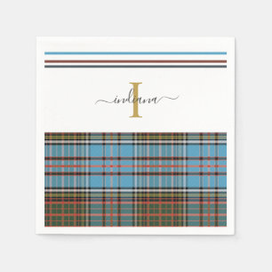 Monogram Script Plaid Tartan Clan Anderson Party Napkin