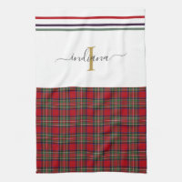 Monogram Script Plaid Tartan Stewart Rustic