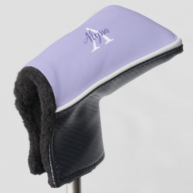 Monogram Script Purple Lavender Putter Golf Head Cover (3/4 Front)