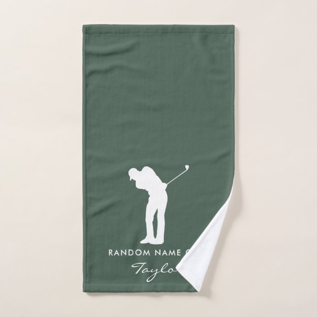 Monogram Script Sage Green Club Name Personalized Hand Towel (Hand Towel)