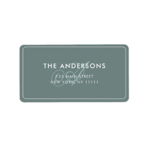 Monogram Script Sage Green Return Address Label
