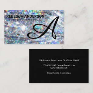 Monogram Script Shiny Glitter Background Business Card