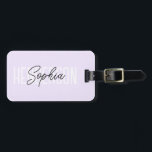Monogram Script Signature Pastel Purple Luggage Tag<br><div class="desc">Font duo featuring modern sans serif combined with script signature.</div>