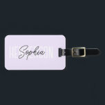 Monogram Script Signature Pastel Purple Luggage Tag<br><div class="desc">Font duo featuring modern sans serif combined with script signature.</div>