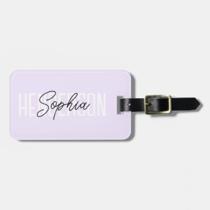 Monogram Script Signature Pastel Purple Luggage Tag