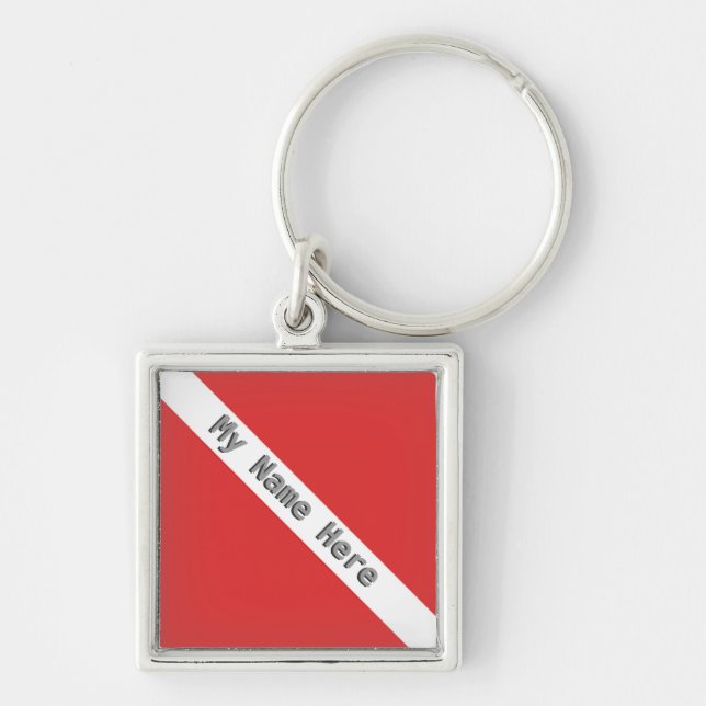 MONOGRAM SCUBA DIVING LOGO RED DIVER FLAG KEYCHAIN (Front)