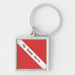 MONOGRAM SCUBA DIVING LOGO RED DIVER FLAG KEYCHAIN