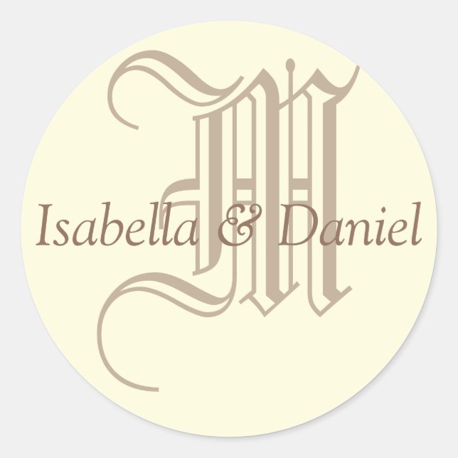 Monogram Seal Wedding Monogram Sticker (Front)