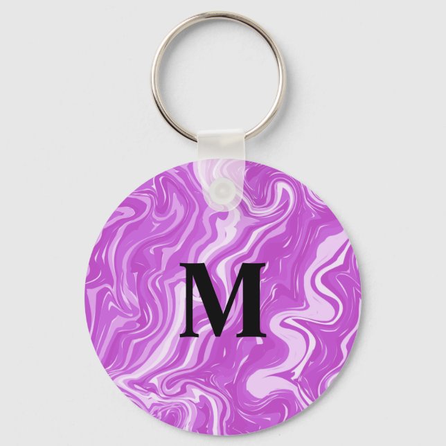 Monogram Seamless Abstract Marble Pink Pattern   Keychain (Front)