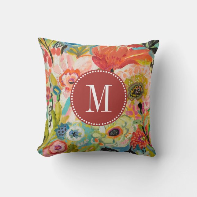 Monogram | Secret Garden Floral III Throw Pillow (Front)