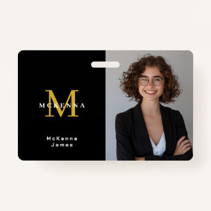 Monogram Securtiy Id Name Tag QR Code Badge