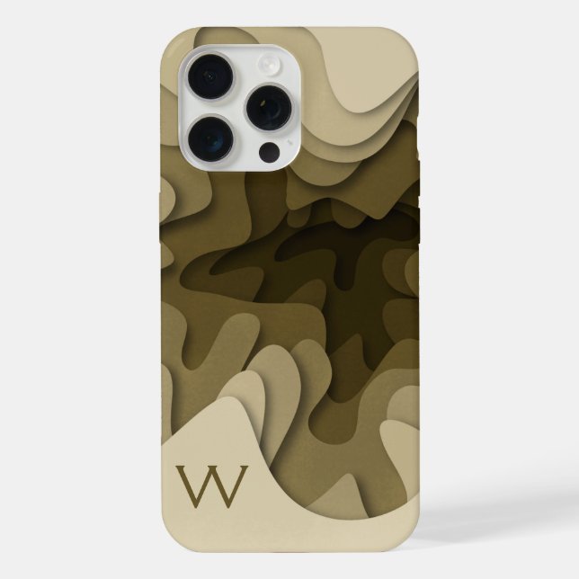 Monogram Sepia Brown Modern Abstract iPhone Case (Back)