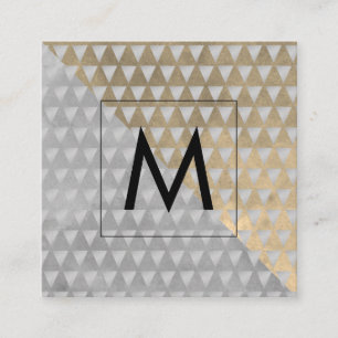 Monogram Sepia Grey Colour Blocks   Geometric Tri Square Business Card
