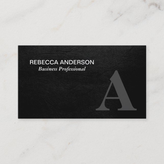 Monogram Serif Grey, Black Business Card (Front)