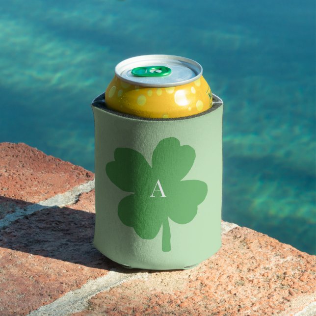 Monogram Shamrock Irish Green Painting Can Cooler (In Situ Pool)