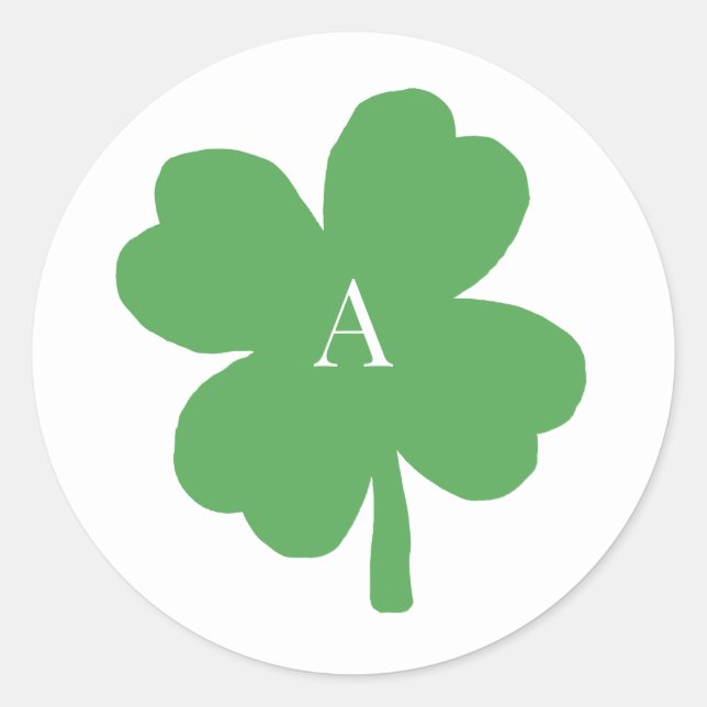 Monogram Shamrock Irish Green Painting Stickers (Front)