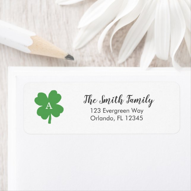 Monogram Shamrock Irish Painting Art Address Label (Insitu)