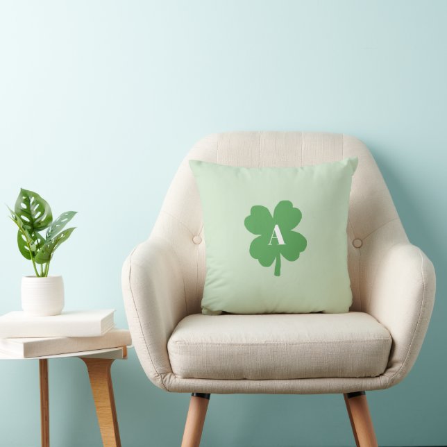 Monogram Shamrock Irish Throw Pillow (Chair)