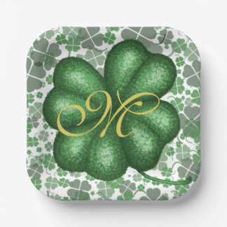 Monogram Shamrock Paper Plate