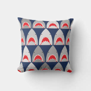 Monogram Sharks Pattern Throw Pillow
