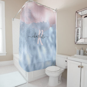Monogram Shimmery Rose Gold and Baby Blue Ombre Sh