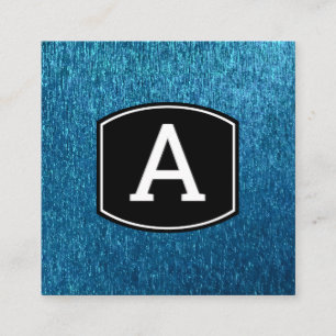 Monogram    Shiny Blue Texture Background Square Business Card