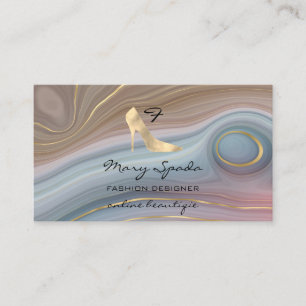 Monogram Shoes Faux Gold Heels Logo Shop QR  Business Card