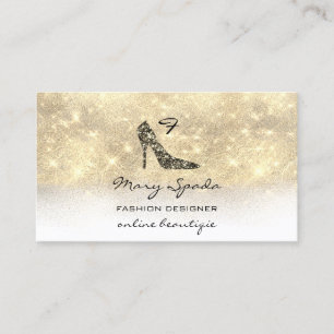Monogram Shoes Gold Glitter Heels Logo QR Code  Business Card