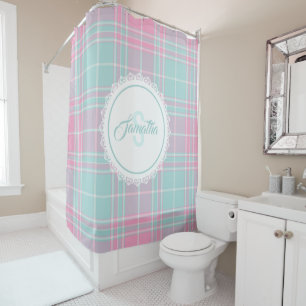 Monogram Shower Curtain - Spring Plaid {S2D15}