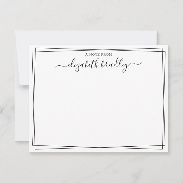 Monogram Signature Girly Script From The Desk Of Thank You Card (Front)
