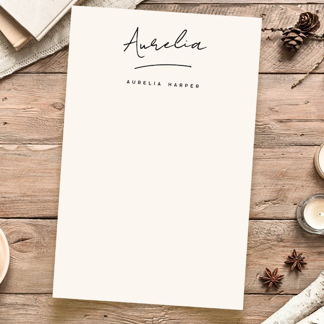 Monogram Signature Neutral Simple Personalized Stationery (Creator Uploaded)