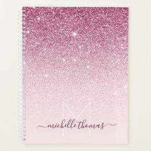 Monogram signature script blush pink template planner