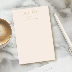 Monogram Signature Simple Feminine Blush Pink Gold Post-it Notes