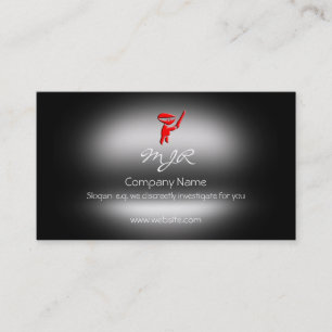 Monogram, Silent red ninja, metallic-effect Business Card