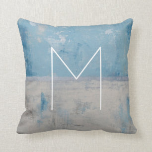 Monogram   Silver Aura Throw Pillow