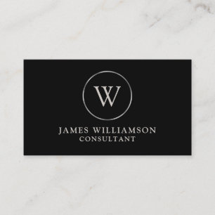 Monogram Silver Black Business Card