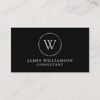 Monogram Silver Black Business Card