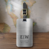 Monogram Silver Brushed Metallic Elegant