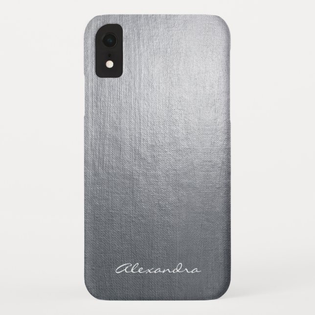 Monogram Silver Faux Metal Foil Case-Mate iPhone Case (Back)