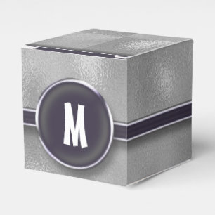 Monogram Silver Foil Favor Box