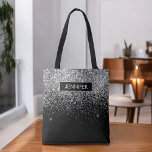 Monogram Silver Glam Glitter Sparkle Name Tote Bag<br><div class="desc">Add Your Own Name or Monogram Silver Faux Glitter and Sparkle Modern and Elegant Luxury Chic Bag. This Bag can be used by Doctors,  Nurses,  Hair Stylists,  Beauty Salon,   Makeup Artist,  Massage and Spa,  Eye Lash,  Eye Brow,  Restaurant Workers,  Waitress,  and Health and Medical Employees and Business.</div>