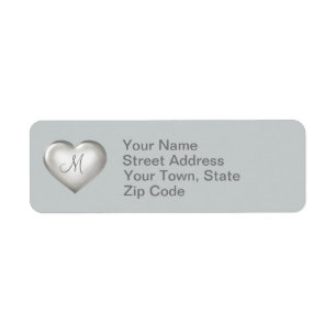 Monogram silver glass heart