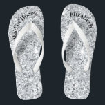 Monogram Silver Glitter Bridesmaid Maid of Honour Flip Flops<br><div class="desc">A fun gift for your bridesmaids and maid of honour. When her feet are tired at the end of the night,  she'll want these!  Personalize them!</div>