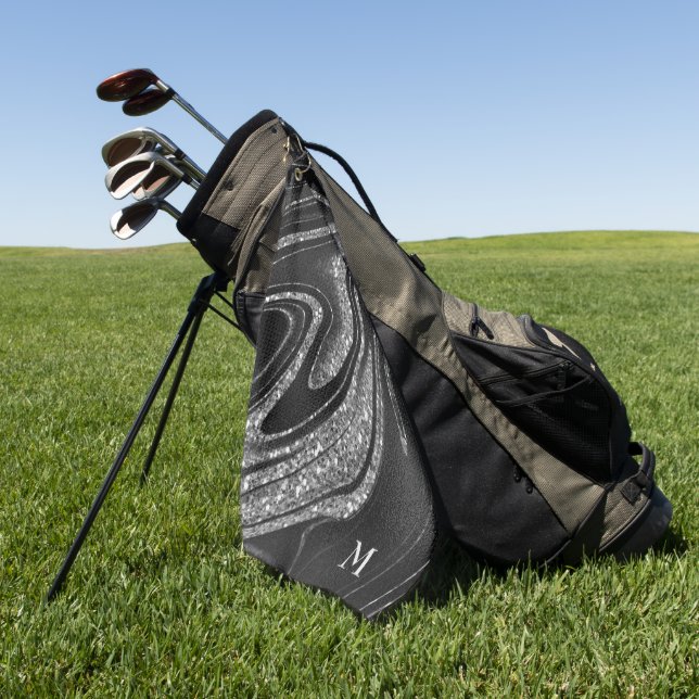 Monogram Silver Glitter  Golf Towel (Green)