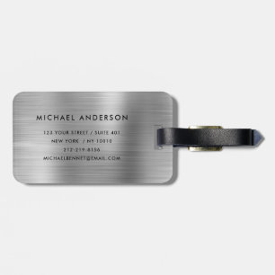 Monogram Silver Gray Brushed Metallic Pass Luggage Tag